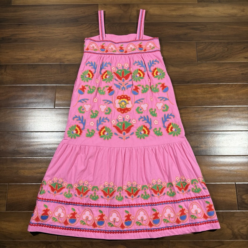 J.Marie Women's Size Small‎ Pink Embroidered Sleeveless Landon Midi Dress - Picture 9 of 14